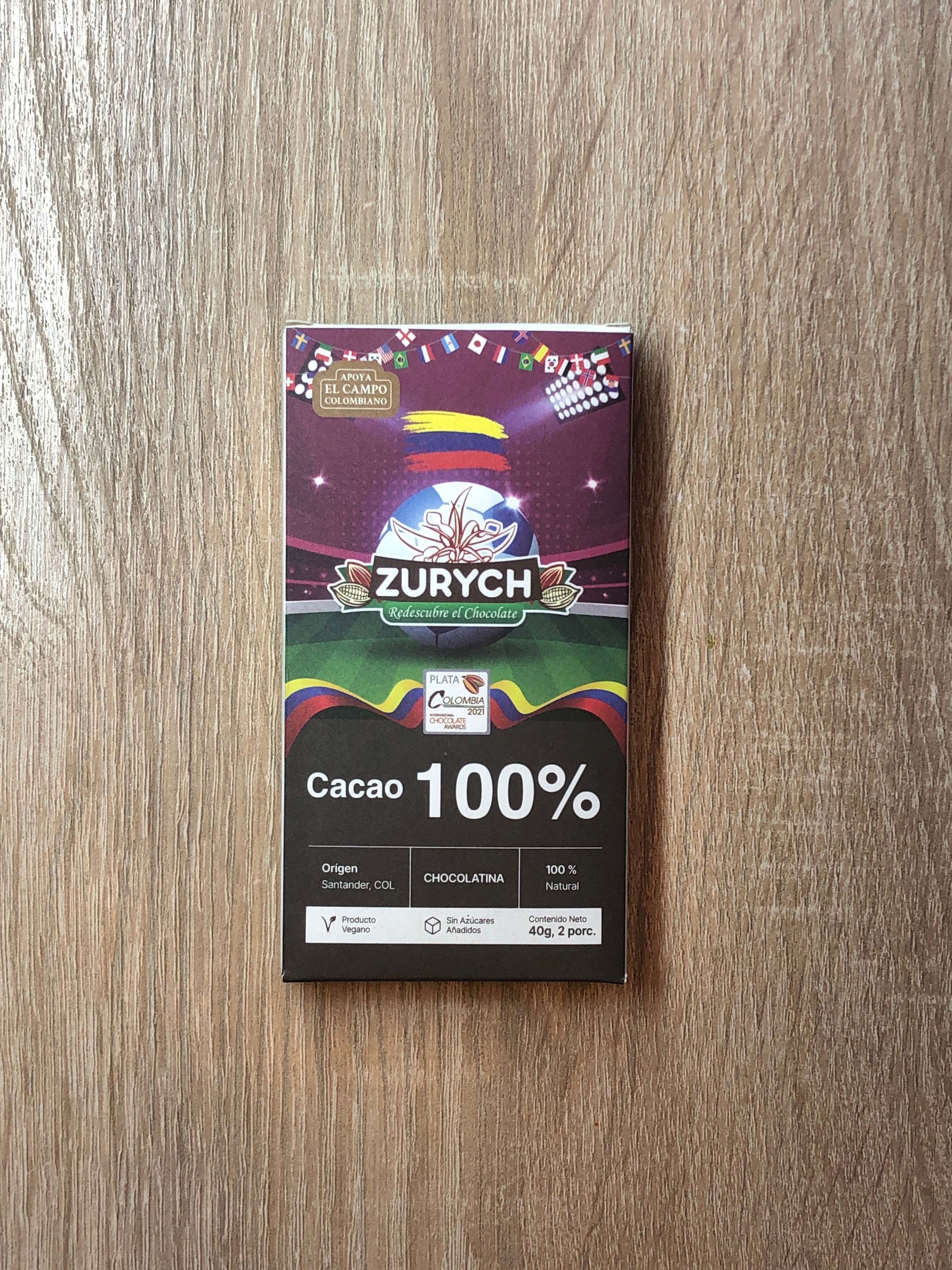 Chocolatina de 100% Cacao 40g