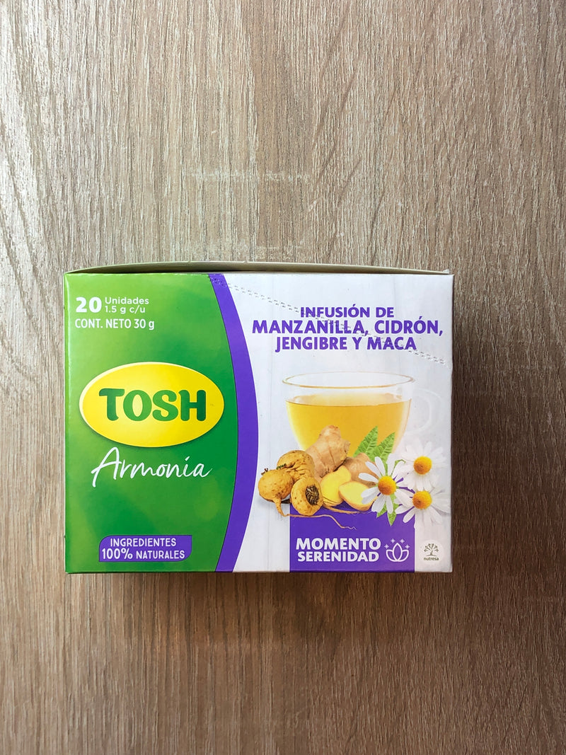 Infusión "Serenidad" de Manzanilla, Cidrón, Jengibre y Maca Tosh